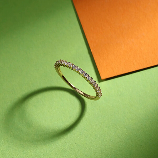 Elegantní pozlacený prsten se zirkony Silver LPS03AWV110