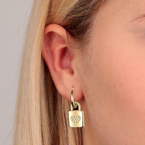 Modisches Vorhängeschloss mit vergoldetem Ohrring LPS02ASD07