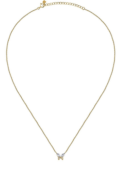 Něžný pozlacený náhrdelník Motýlek se zirkony Silver LPS10AWV97