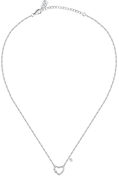 Nežný strieborný náhrdelník srdca so zirkónmi Silver LPS10AWV12