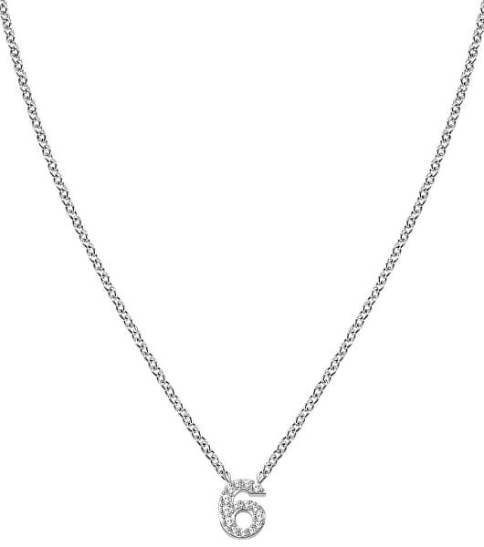 Ocelový náhrdelník "6" s krystaly LPS10AQK06