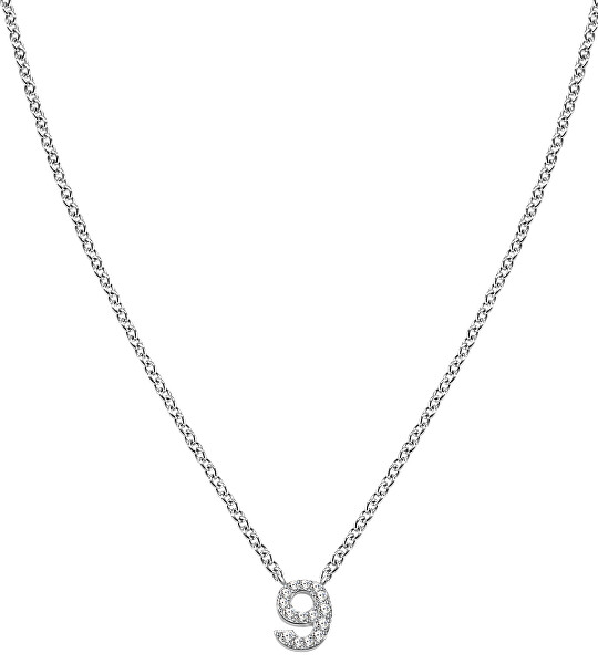 Oceľový náhrdelník "9" s kryštálmi LPS10AQK09