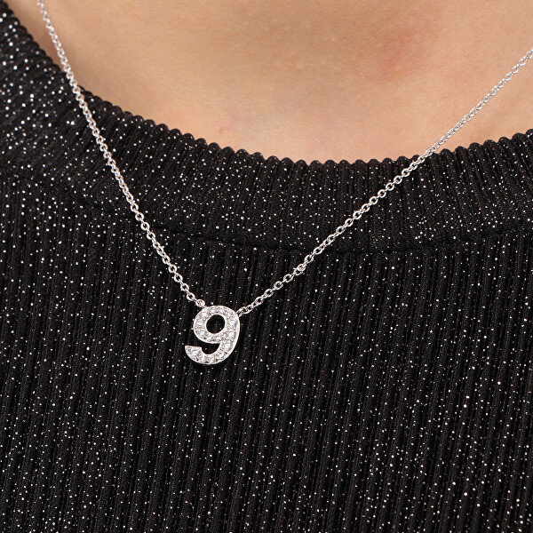 Ocelový náhrdelník "9" s krystaly LPS10AQK09