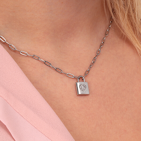 Ocelový náhrdelník s visacím zámečkem Love LPS10ASD02