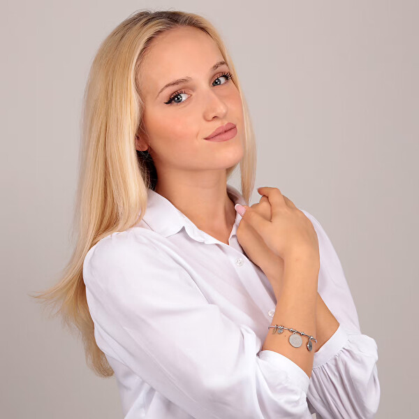 Pevný ocelový náramek s přívěsky Family LPS05ASF29