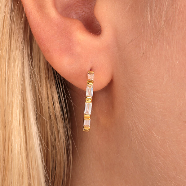Vergoldete einzelne Ohrringe mit Kristallen LPS02AQM02