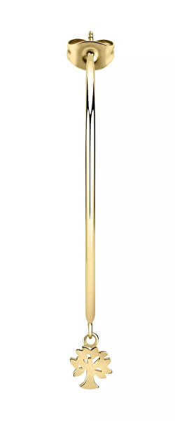 Cercel single placat cu aur cu pandantiv Copacul vietii LPS02AQM20