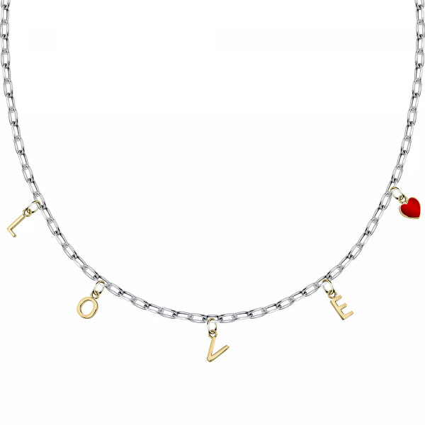 Pôvabný oceľový náhrdelník s príveskami Love LPS10ASD11