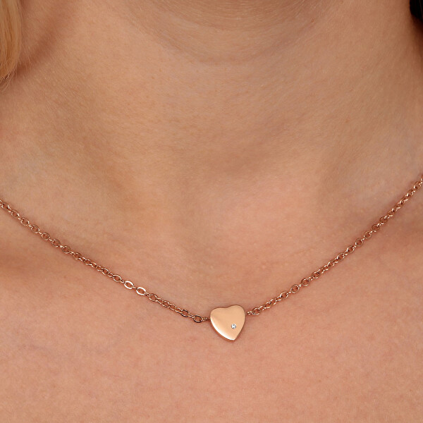 Romantický bronzový náhrdelník s kryštálom Love LPS10ASD06