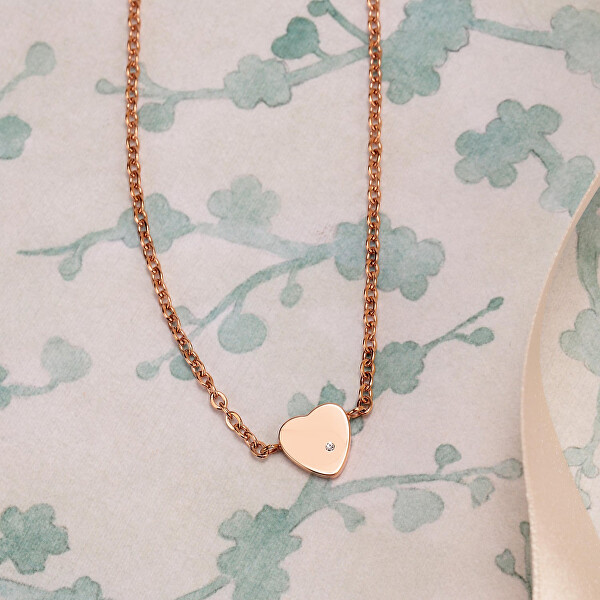 Romantický bronzový náhrdelník s kryštálom Love LPS10ASD06