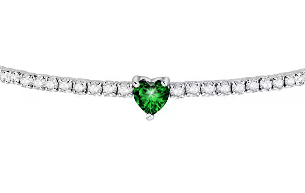 Brățară Romantica din oțel placat cu aur cu inimă verde Love LPS05ASD22
