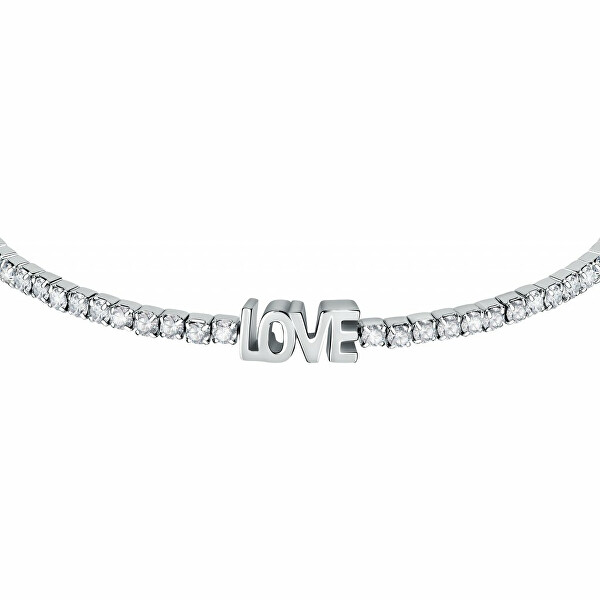 Romantico bracciale in acciaio con cristalli Love LPS05ASD44