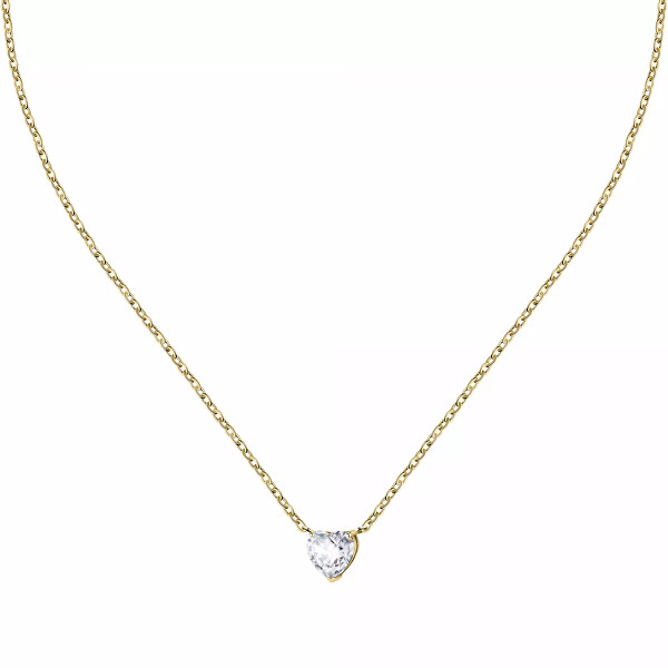 Romantický pozlátený náhrdelník s kryštálom Love LPS10ASD14