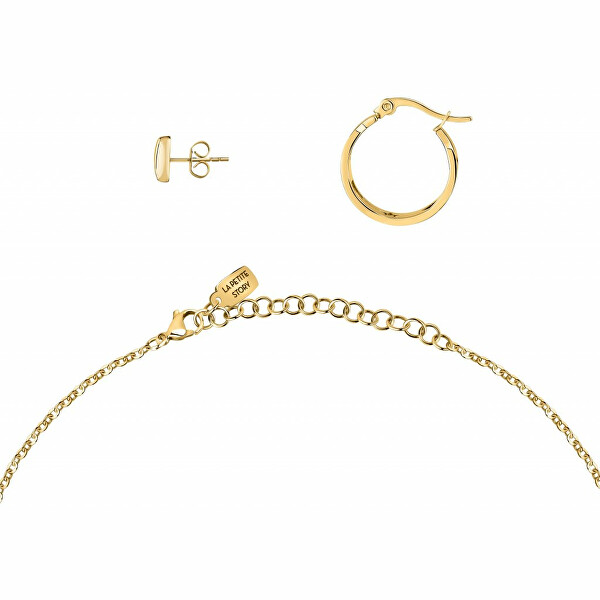 Romantický pozlátený set šperkov Love LPS20ASD02 (náhrdelník, 2x single náušnice)