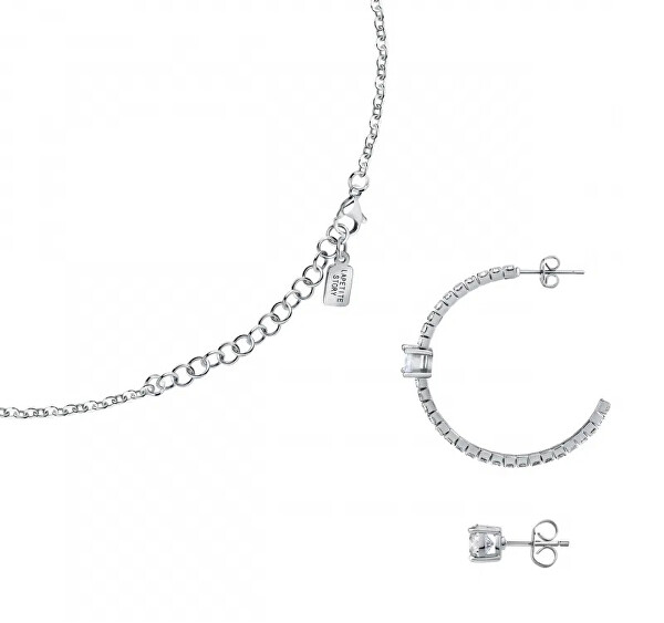 Set di gioielli in acciaio con zirconi Love LPS20ASD05 (collana, 2x orecchini singoli)