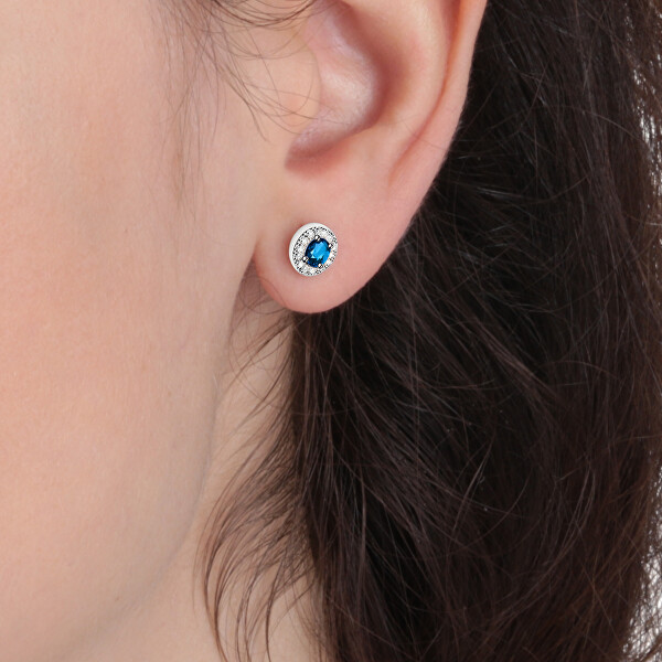 Single Ohrring mit blauer Mitte LPS02ARQ15
