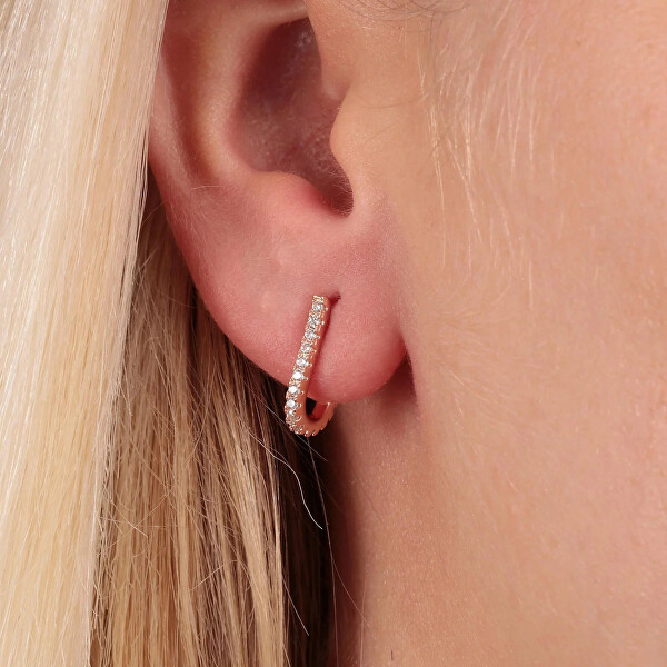 Single halbkreisförmiger Ohrring mit Kristallen LPS02ARQ149