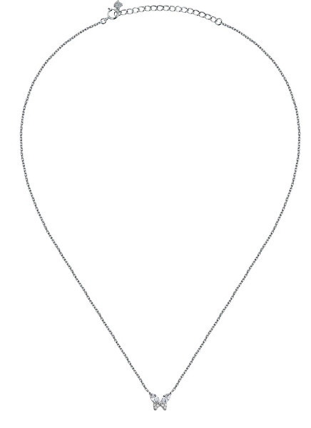Slušivý stříbrný náhrdelník Motýlek se zirkony Silver LPS10AWV96