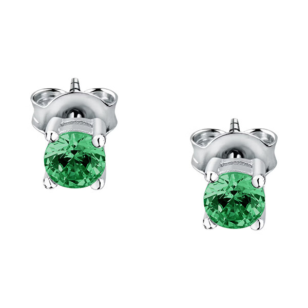 Silberne Ohrringe mit grünen Zirkonen Silver LPS01AWV17