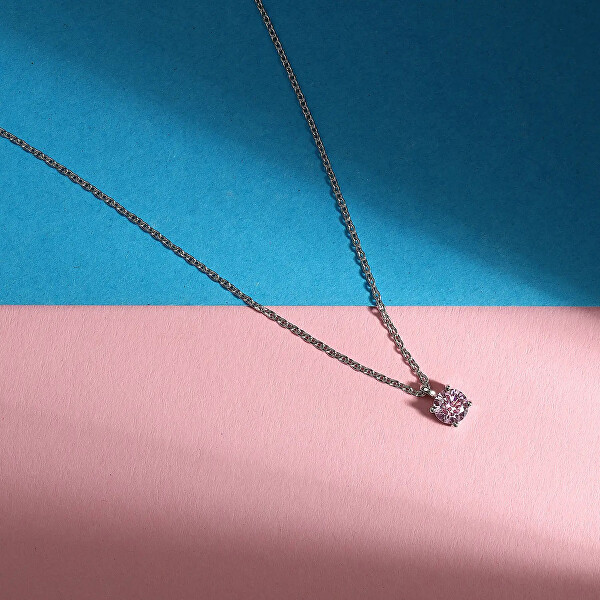 Stříbrný náhrdelník s růžovým zirkonem Silver LPS10AWV10