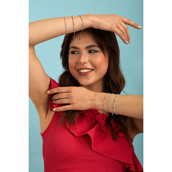 Stříbrný tenisový náramek s čirým srdíčkem LPS05AWV43