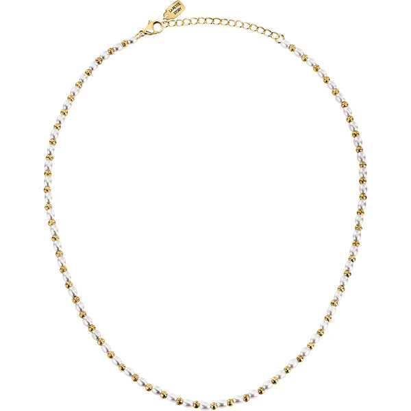 Stylový pozlacený náhrdelník s perličkami Pearl LPS10AZA07