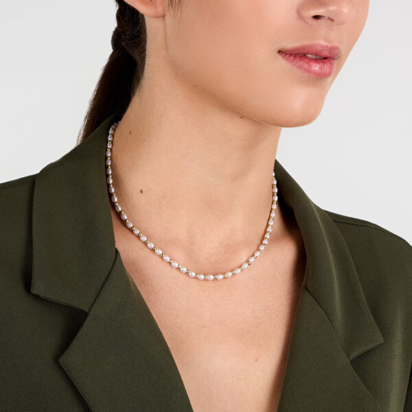 Stylový pozlacený náhrdelník s perličkami Pearl LPS10AZA07