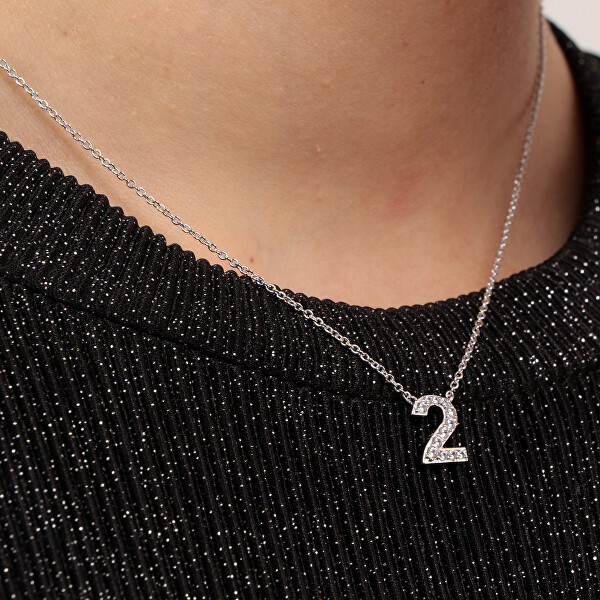 Funkelnde Halskette „2“ mit Kristallen LPS10AQK02