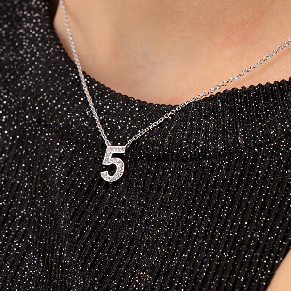 Funkelnde Halskette „5“ mit Kristallen LPS10AQK05