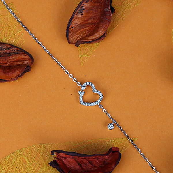 Krásny strieborný náramok Srdce so zirkónmi Silver LPS05AWV21