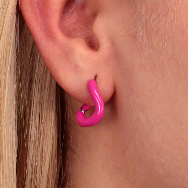 Jellegzetes rózsaszín single acél fülbevaló LPS02ARQ174 - 1 db