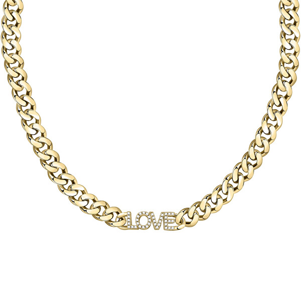 Výrazný pozlacený náhrdelník s krystaly Love LPS10ASD09
