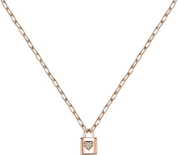 Bronzový náhrdelník s visacím zámečkem Love LPS10ASD03