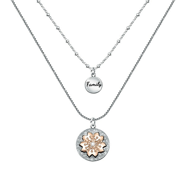 Dámsky oceľový náhrdelník s príveskami Family LPS10ASF02