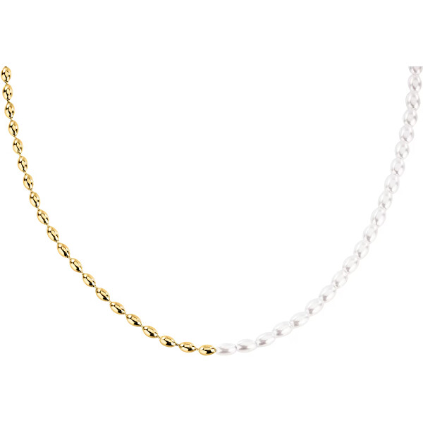 Designový pozlacený náhrdelník s perličkami Pearl LPS10AZA08