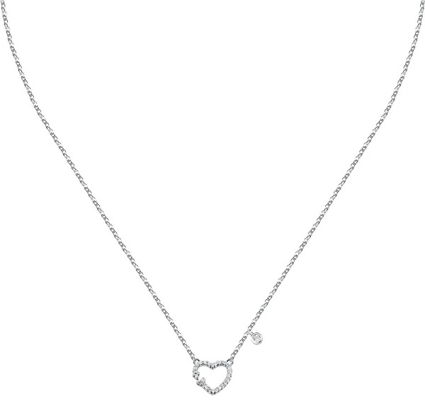 Nežný strieborný náhrdelník srdca so zirkónmi Silver LPS10AWV12