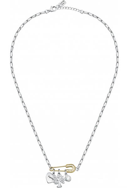 Oceľový náhrdelník s príveskami Family LPS10ASF01