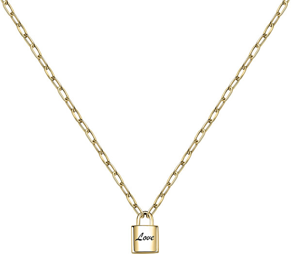 Vergoldete Halskette mit Vorhängeschloss Love LPS10ASD04