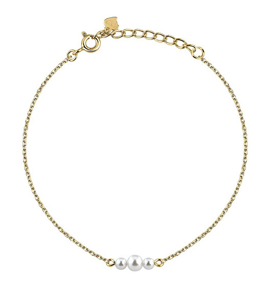 Pozlacený náramek s umělými perličkami Silver LPS05AWV87