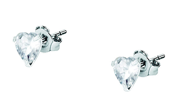 Orecchini a cuore in argento con zirconi chiari Silver LPS01AWV27