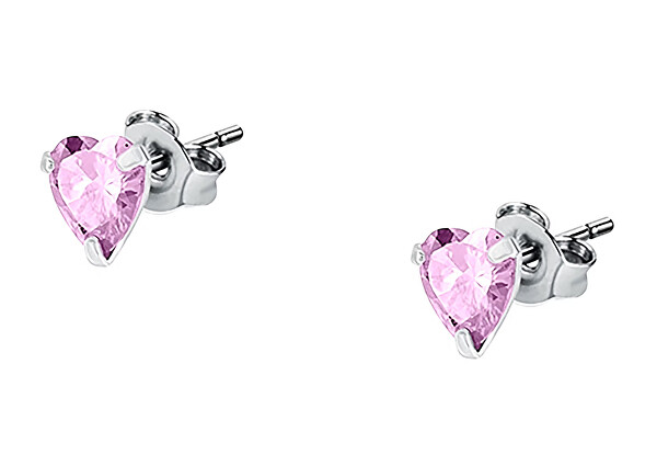 Orecchini a cuore in argento con zirconi rosa Silver LPS01AWV28