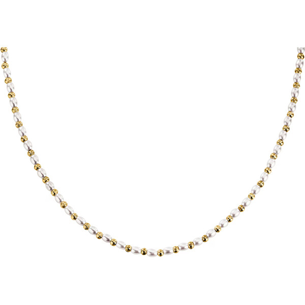 Stylový pozlacený náhrdelník s perličkami Pearl LPS10AZA07