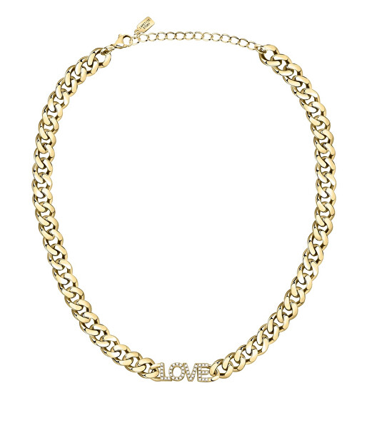 Výrazný pozlátený náhrdelník s kryštálmi Love LPS10ASD09