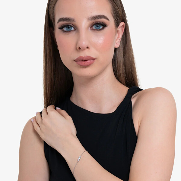 Elegantní ocelový náramek s čirými krystaly BK2806