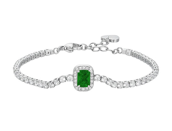 Luxusní tenisový náramek se zeleným zirkonem BK2741
