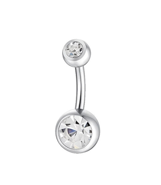 Ocelový piercing do pupíku s čirými zirkony PR143