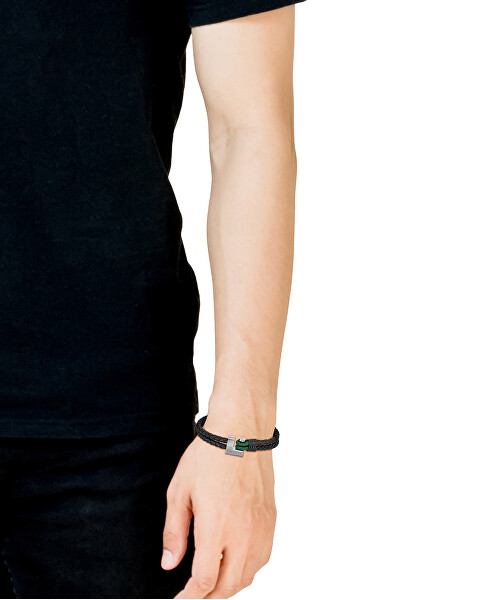 Hnědý stylový náramek z pletené kůže Loch 2040149