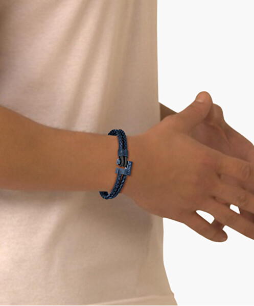 Hnědý stylový náramek z pletené kůže Loch 2040150