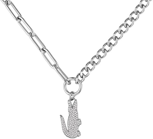 Moderní dámský náhrdelník s čirými zirkony Crocodile 2040148