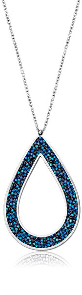 Splendida collana con cristalli  SS Rocks Pear 49 bermuda blue